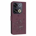 For itel P65 4G / P671L Embossed Kitten Phone Leather Case with Lanyard(Wine Red) - 3