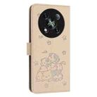 For itel RS4 Embossed Kitten Phone Leather Case with Lanyard(Beige) - 3