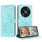 For itel RS4 Embossed Kitten Phone Leather Case with Lanyard(Mint Green) - 1