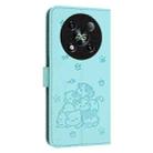 For itel RS4 Embossed Kitten Phone Leather Case with Lanyard(Mint Green) - 3