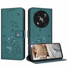 For itel RS4 Embossed Kitten Phone Leather Case with Lanyard(Dark Green) - 1