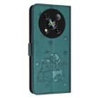 For itel RS4 Embossed Kitten Phone Leather Case with Lanyard(Dark Green) - 3