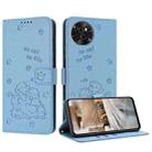 For itel S23 Embossed Kitten Phone Leather Case with Lanyard(Blue) - 1