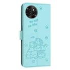 For itel S23 Embossed Kitten Phone Leather Case with Lanyard(Mint Green) - 3