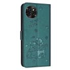 For itel S23 Embossed Kitten Phone Leather Case with Lanyard(Dark Green) - 3