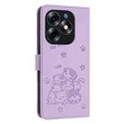 For itel S23+ Embossed Kitten Phone Leather Case with Lanyard(Purple) - 3