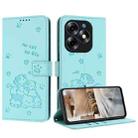 For itel S23+ Embossed Kitten Phone Leather Case with Lanyard(Mint Green) - 1