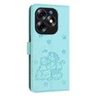 For itel S23+ Embossed Kitten Phone Leather Case with Lanyard(Mint Green) - 3