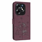 For itel S23+ Embossed Kitten Phone Leather Case with Lanyard(Wine Red) - 3