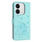 For itel A80 Embossed Kitten Phone Leather Case with Lanyard(Mint Green) - 3