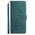 For itel A80 Embossed Kitten Phone Leather Case with Lanyard(Dark Green) - 2