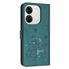 For itel A80 Embossed Kitten Phone Leather Case with Lanyard(Dark Green) - 3