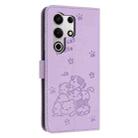 For itel S25 Ultra Embossed Kitten Phone Leather Case with Lanyard(Purple) - 3