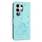 For itel S25 Ultra Embossed Kitten Phone Leather Case with Lanyard(Mint Green) - 3