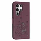 For itel S25 Ultra Embossed Kitten Phone Leather Case with Lanyard(Wine Red) - 3