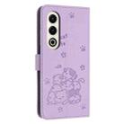 For itel S25 Embossed Kitten Phone Leather Case with Lanyard(Purple) - 3