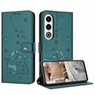 For itel S25 Embossed Kitten Phone Leather Case with Lanyard(Dark Green) - 1