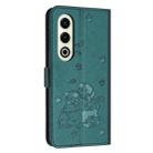 For itel S25 Embossed Kitten Phone Leather Case with Lanyard(Dark Green) - 3