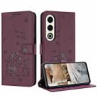 For itel S25 Embossed Kitten Phone Leather Case with Lanyard(Wine Red) - 1