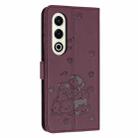 For itel S25 Embossed Kitten Phone Leather Case with Lanyard(Wine Red) - 3