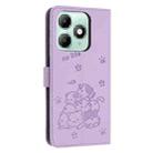 For itel A90 Embossed Kitten Phone Leather Case with Lanyard(Purple) - 3