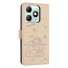 For itel A90 Embossed Kitten Phone Leather Case with Lanyard(Beige) - 3