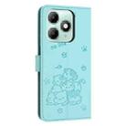 For itel A90 Embossed Kitten Phone Leather Case with Lanyard(Mint Green) - 3