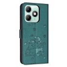 For itel A90 Embossed Kitten Phone Leather Case with Lanyard(Dark Green) - 3