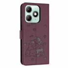 For itel A90 Embossed Kitten Phone Leather Case with Lanyard(Wine Red) - 3