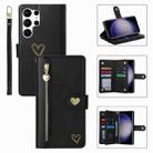 For Samsung Galaxy S23 Ultra 5G POLA Love Multi-Card Slots Zipper Wallet Leather Phone Case(Black) - 1