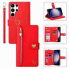 For Samsung Galaxy S23 Ultra 5G POLA Love Multi-Card Slots Zipper Wallet Leather Phone Case(Red) - 1