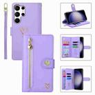 For Samsung Galaxy S23 Ultra 5G POLA Love Multi-Card Slots Zipper Wallet Leather Phone Case(Purple) - 1