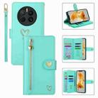 For Huawei Mate 50 Pro POLA Love Multi-Card Slots Zipper Wallet Leather Phone Case(Light Green) - 1