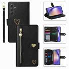 For Samsung Galaxy A54 POLA Love Multi-Card Slots Zipper Wallet Leather Phone Case(Black) - 1