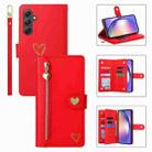 For Samsung Galaxy A54 POLA Love Multi-Card Slots Zipper Wallet Leather Phone Case(Red) - 1