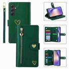 For Samsung Galaxy A54 POLA Love Multi-Card Slots Zipper Wallet Leather Phone Case(Dark Green) - 1