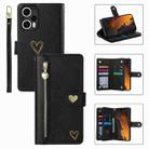 For Xiaomi Poco F5 POLA Love Multi-Card Slots Zipper Wallet Leather Phone Case(Black) - 1