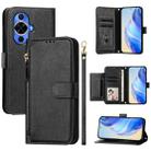 For Huawei nova 12s 4G Global Multi-Card Slots Zipper Wallet Leather Phone Case(Black) - 1