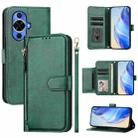 For Huawei nova 12s 4G Global Multi-Card Slots Zipper Wallet Leather Phone Case(Green) - 1