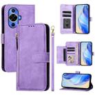 For Huawei nova 12s 4G Global Multi-Card Slots Zipper Wallet Leather Phone Case(Purple) - 1