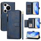 For Huawei Pura 70 Pro / Pura 70 Pro+ Multi-Card Slots Zipper Wallet Leather Phone Case(Blue) - 1