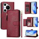 For Huawei Pura 70 Pro / Pura 70 Pro+ Multi-Card Slots Zipper Wallet Leather Phone Case(Dark Red) - 1