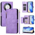 For Huawei Mate 60 Pro / 60 Pro+ Multi-Card Slots Zipper Wallet Leather Phone Case(Purple) - 1