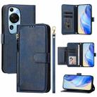 For Huawei P60 Art Multi-Card Slots Zipper Wallet Leather Phone Case(Blue) - 1