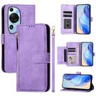 For Huawei P60 Art Multi-Card Slots Zipper Wallet Leather Phone Case(Purple) - 1