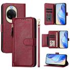 For Huawei nova 14 Multi-Card Slots Zipper Wallet Leather Phone Case(Dark Red) - 1