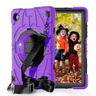 For Samsung Galaxy Tab A8 Bat Hand Grip Turntable Stand Tablet Case(Purple Black) - 1