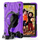 For Samsung Galaxy Tab A9+ Bat Hand Grip Turntable Stand Tablet Case(Purple Black) - 1