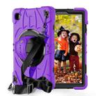 For Samsung Galaxy Tab A7 Lite Bat Hand Grip Turntable Stand Tablet Case(Purple Black) - 1