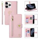 For iPhone 11 Pro POLA Love Multi-Card Slots Zipper Wallet Leather Phone Case(Pink) - 1